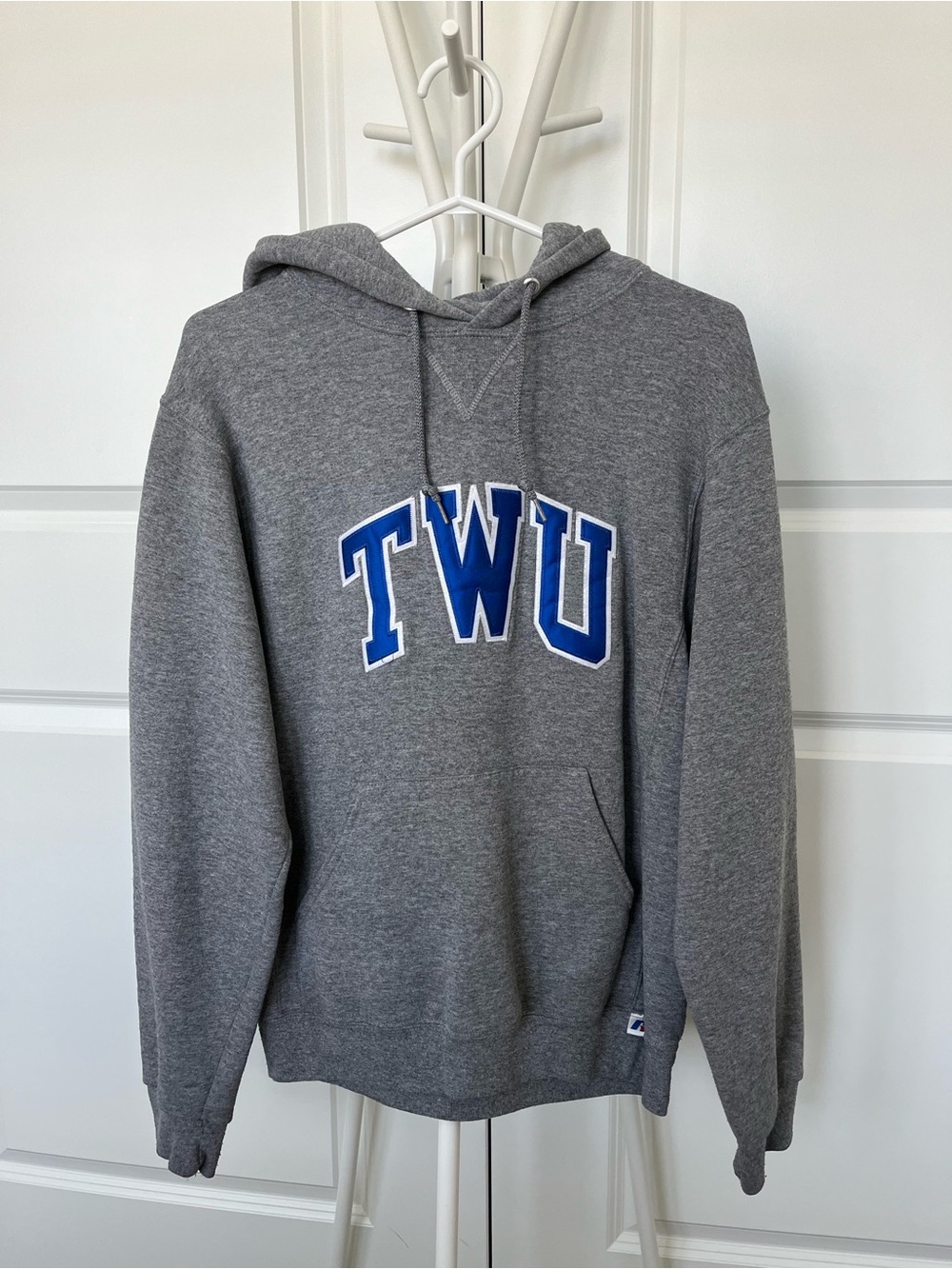 Russell Athletic Gray Hoodie with Blue TWU Applique